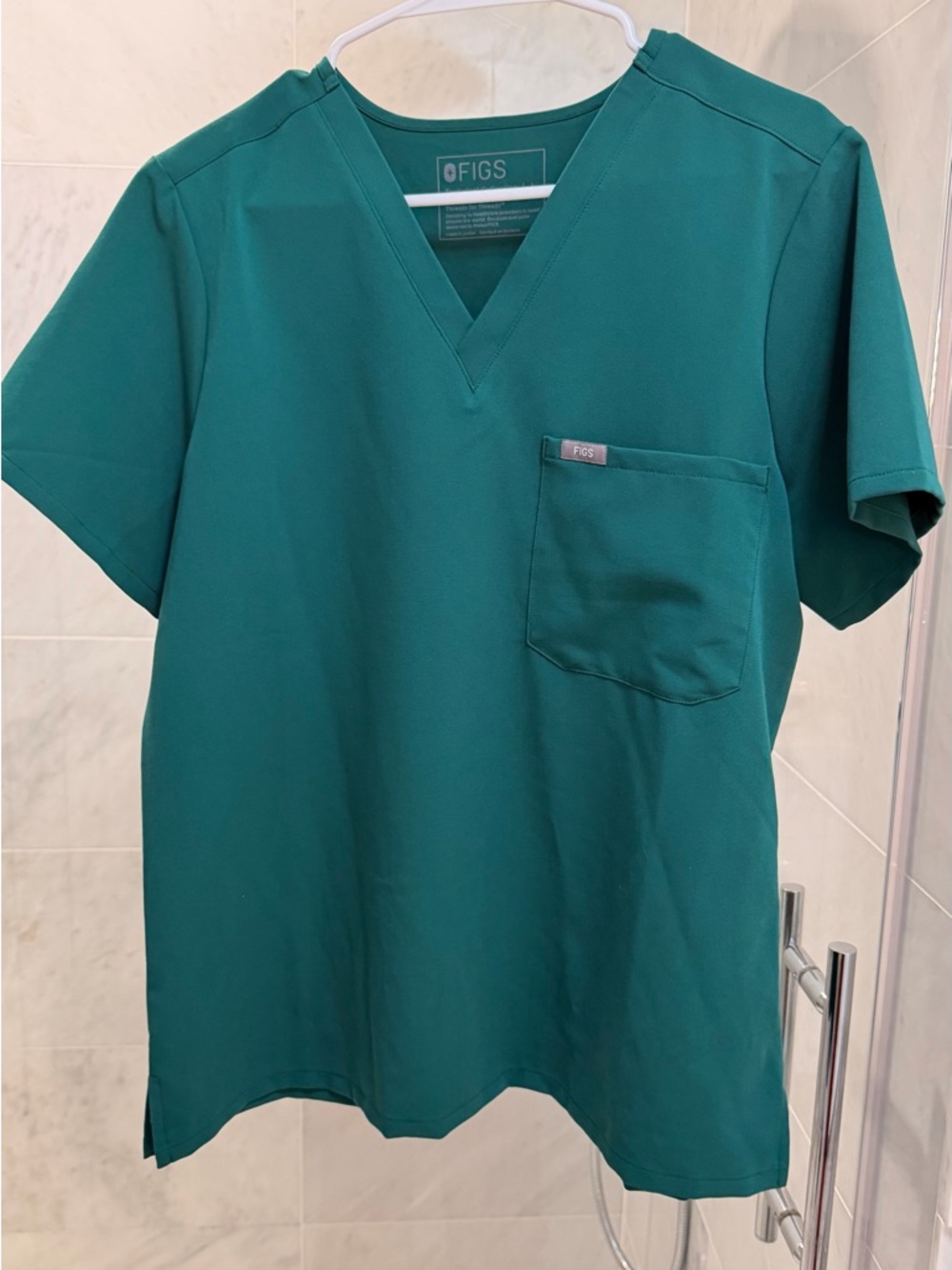 FIGS Women's V-Neck Scrub Top in Hunter Green PO # 5295 - Picture 3 of 5